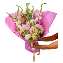 kytice hortenzií, růží a gladiol